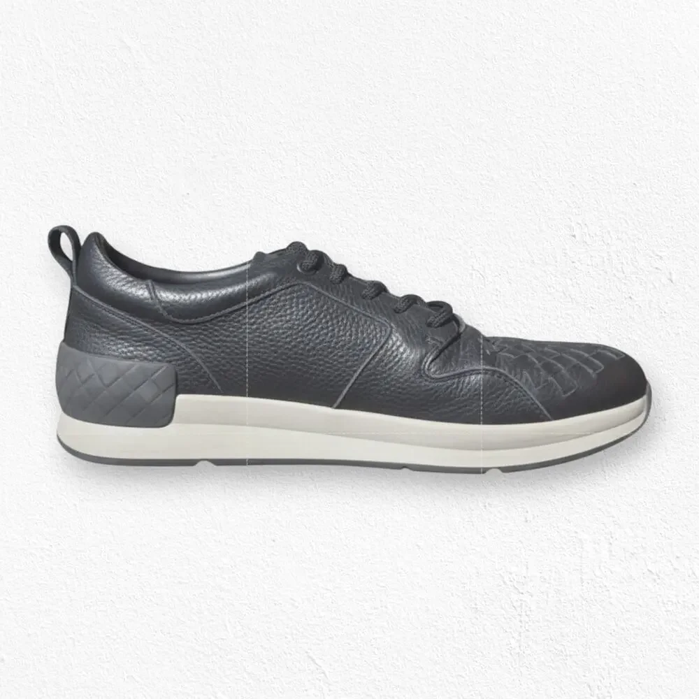 Bottega Veneta Black Leather Intrecciato Low Top Sneakers Men’s 41.5 Italy